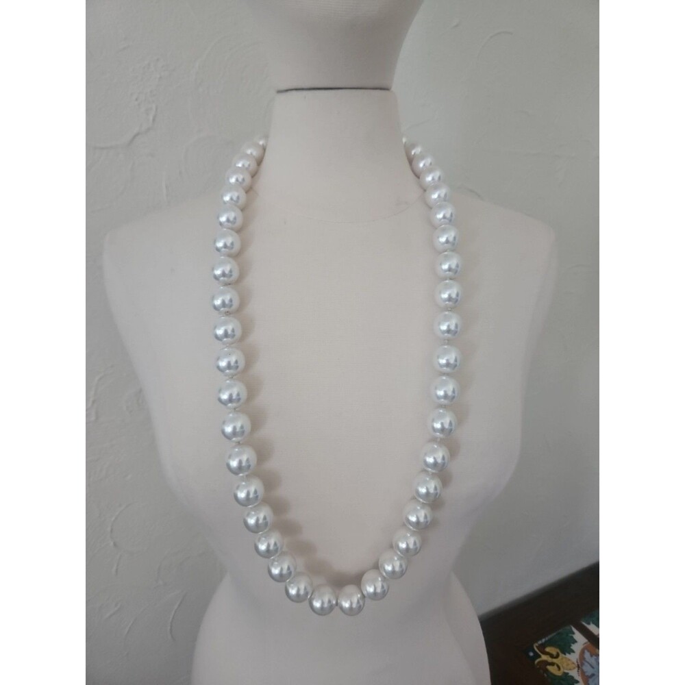 Vintage Kenneth Lane 36" Long Chunky Big  Pearl Necklace